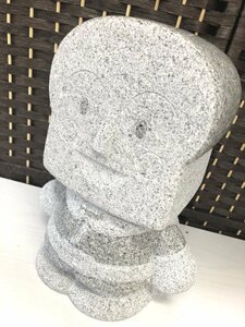 ■ 展示品 30cm TAKAO スタチュー 御影石 しょくぱんまん 立ポーズ 置物 ★