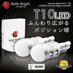 1年保証 T10 LEDバルブ 5000K ふんわり広がるポジション球 2個セット BL011-50 白 昼光色 ナンバー灯 Lumileds 採用 代引き可