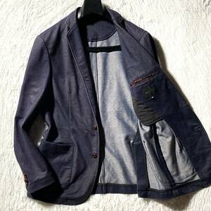 MALE&CO タカキュー★最強の大人カジュアル★ソフト ストレッチ デニム 2Bテーラードジャケット くるみ釦 本切羽 サイドベンツ アンコン M