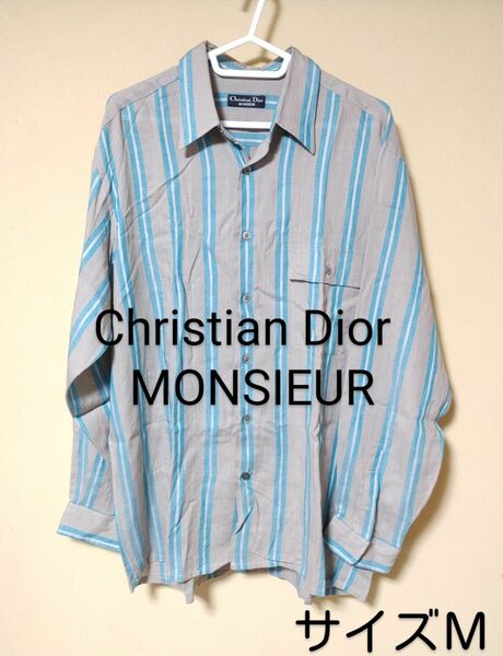 Christian Dior MONSIEUR＊シャツ・長袖・サイズＭ＊ストライプ・トップス・メンズ＊春服・古着