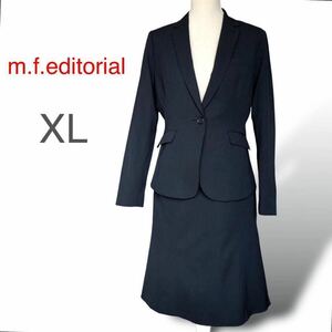 m.f.editorial エムエフエディトリアル ストライプ セットアップスーツ テーラードジャケット スカート サイズXL 13号 ネイビー タカキュー