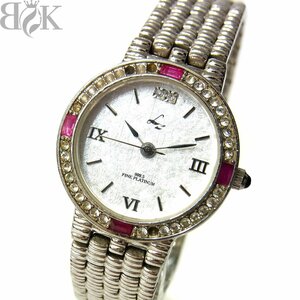 lizLZ-106 lady's wristwatch color stone attaching quartz silver color operation goods 999.5 FINE PLATINUM Lz =