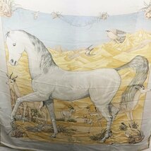 美品 エルメス カレ140 砂漠の馬 スカーフ CHEVAL DIL DESERT 大判 シルク100％ 薄手 HERMES ★_画像3