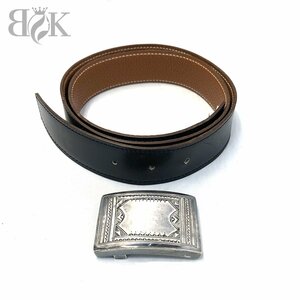 エルメス トゥアレグ バックル ヴィンテージベルト ブラック シルバー金具 全長10cm 幅3.3cm 中古 HERMES ＋