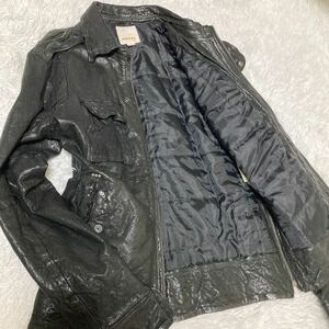 1円スタート　希少　ディーゼル　DIESEL シワ加工　レザージャケット　ブラック　サイズL メンズ　