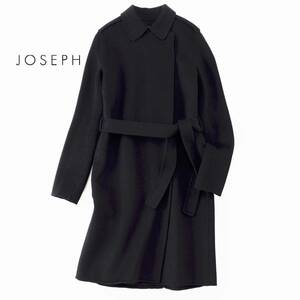 美品★JOSEPHジョゼフ12万★38size/ゆとり11号★ウールカシミヤ混コート黒D094