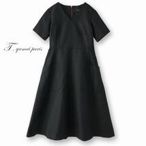 美品★素敵218★ジャルダンパー・ティヤマイパリ4.5万★1size/9号★ワンピース黒G178_画像1