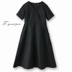 美品★素敵218★ジャルダンパー・ティヤマイパリ4.5万★1size/9号★ワンピース黒G178