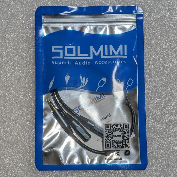 SOLMIMI 3.5mm イヤホン分配ケーブル 4極TRRSオス⇔3極TRSメス×2(ヘッドホン+マイク)
