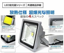 【限定セール】4台セット 一年保証 LED投光器 50W 昼光色6000K PSE取得 4300LM IP65 AC電源コード 広角 看板 屋外 ライト 作業灯 集魚灯_画像5