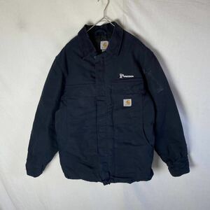 カーハート　トラディショナルジャケット　古着　Mサイズ　ダークネイビー　WORKWEAR 中綿入り　