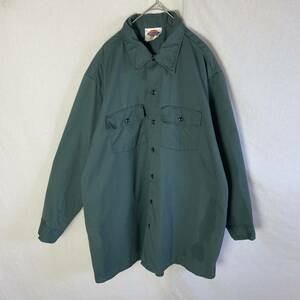 70's アメリカ製　長袖ワークシャツ　古着　17-171/2 グリーン　ヴィンテージ WORKWEAR