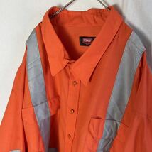 レッドキャップ　長袖ワークシャツ　リフレクター　古着　6XL-RGサイズ オレンジ　WORKWEAR_画像2