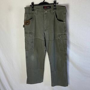 wrangler カーゴパンツ 古着　38×30 モスグリーン　WORKWEAR リップストップ