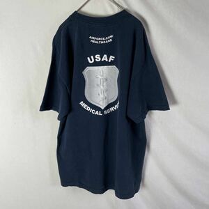 ALSTYLE APPAREL&ACTIVEWEAR USAF 半袖プリントTシャツ　古着　Lサイズ　ネイビー