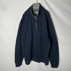 NAUTICA ハーフジップスウェットシャツ　トレーナー　古着　XLサイズ　ネイビー　