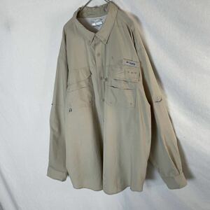 コロンビアPFG 長袖フィッシングシャツ　古着　XLサイズ　ベージュ