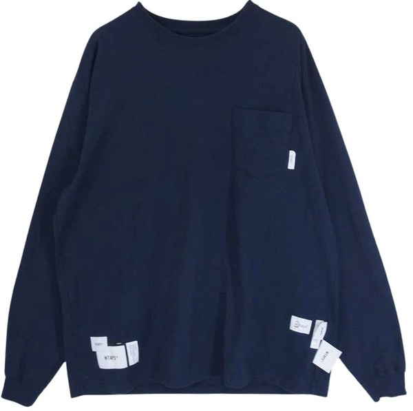 WTAPS ダブルタップス 21SS 211ATDT-CSM16 INSECT 01/LS/COPO インセクト ロゴ ポケット 長袖 Tシャツ ロングスリーブ ロンT ネイビー