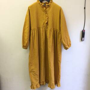 [洋服] ワンピース「merlot：メルロー」長袖くらい 黄土色系 ＃408 イチオク 使用感あり ゆったりシルエット