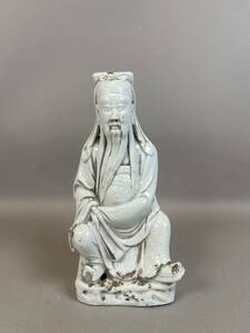 中国 清時代 時代物 徳化窯 人物 陶磁器 仏像 仏教美術 白磁 関羽 中国美術 唐物 古玩 置物 高さ20cm