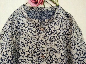 ハンドメイド#　スタンドカラー　羽織　花柄　シャツ　ブラウス