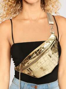  lady's bag waist bag waist bag lady's lovely dump ring type with logo crocodile pattern gold color .. type britain 