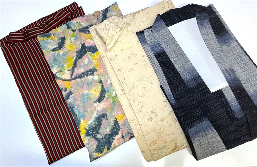 Hana Tora ● Chubasquero Haori reciclado, juego de 4 materiales de remake para manualidades, kimono cosido, lana teñida estilo pintura 240204, moda, kimono de mujer, kimono, abrigo, En camino