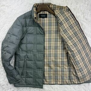 希少色! バーバリーブラックレーベル BURBERRY BLACK LABEL ダウンジャケット キルティング ブルゾン アウター 裏地ノバチェック グレー M