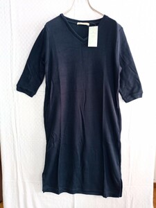 3121 ★　マジェスティックレゴン　ゆったりVネックワンピース　ネイビー【M】新品