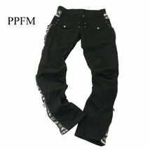 PPFM ペイトンプレイス 通年 サイドジップ 変形デザイン★ ストレッチ ブッシュ デニム パンツ ジーンズ Sz.M　メンズ 黒　A4B00667_2#R_画像1