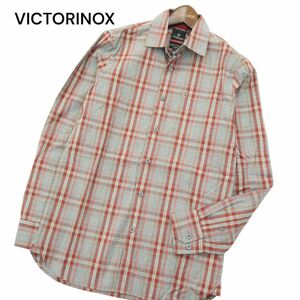 【新品 未使用】 VICTORINOX ビクトリノックス 通年 SLIM FIT ロゴ刺繍 長袖 チェック シャツ Sz.XS　メンズ　A4T00974_1#C