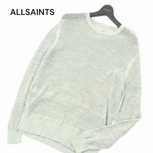 ALLSAINTS オールセインツ 通年 透かし編み★ コットン ニット セーター Sz.S　メンズ グレー　A4T01013_2#L