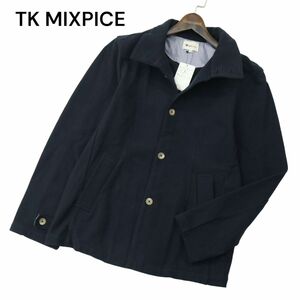 【新品 未使用】 TK MIXPICE タケオキクチ 通年 スタンドカラー ジャケット Sz.XL　メンズ ネイビー 大きいサイズ　A4T01072_2#O