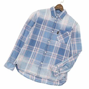 Duffer ダファー 通年 【USED LIKE CHECK SHIRT】 USED加工 長袖 インディゴ チェック シャツ Sz.S　メンズ　A4T01252_2#C