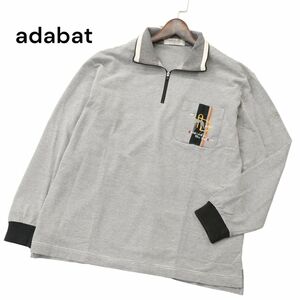 adabat アダバット 通年 ロゴ刺繍★ ハーフジップ 長袖 ボーダー ポロシャツ Sz.4　メンズ ゴルフ 大きいサイズ 日本製　A4T01283_2#C