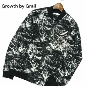 Growth by Grail グロースバイグレイル 星条旗 ワッペン★ 総柄 ジップアップ ブルゾン ジャケット Sz.M　メンズ 黒　A4T01188_2#O