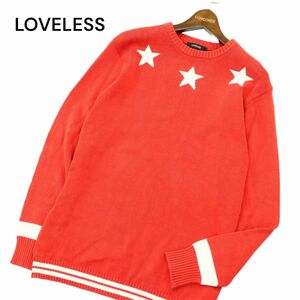 LOVELESS ラブレス 通年 星 スター★ ライン コットン ニット セーター Sz.L　メンズ　A4T01182_2#L