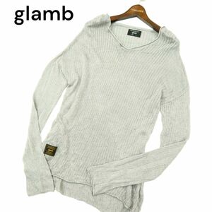 glamb gram spring summer flax linen.* rib knitted sweater Sz.1 men's gray A4T01173_2#J