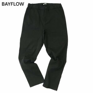 BAYFLOW ベイフロー 通年 ストレッチ★ ワイド テーパード ストライプ パンツ Sz.2　メンズ 黒　A4B00762_2#R