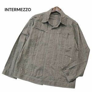 美品★ INTERMEZZO インターメッツォ レナウン 春夏 麻 リネン&コットン ジャケット Sz.L　メンズ　A4T01291_2#M