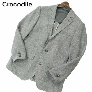 Crocodile クロコダイル 通年 背抜き★ アンコン テーラード ジャケット Sz.M　メンズ グレー　A4T01267_2#O