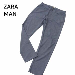 ZARA MAN ザラ マン 通年 千鳥柄★ テーパード スラックス パンツ Sz.34　メンズ ネイビー モロッコ製 大きいサイズ　A4B00773_2#R