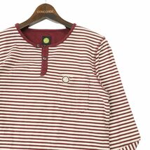 PRETTY GREEN プリティグリーン 通年 ロゴワッペン★ 長袖 ヘンリーネック ボーダー カットソー ロンTシャツ Sz.2　メンズ　A4T01344_2#F_画像2