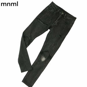 mnml ミニマル 通年 クラッシュ&リペア加工★ ストレッチ スキニー バイカー デニム パンツ ジーンズ Sz.28　メンズ　A4B00883_2#R