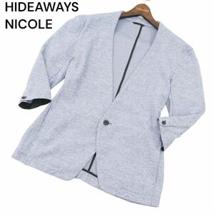 23SS★ HIDEAWAYS NICOLE ハイダウェイ ニコル 春夏 ノーカラー★ 7分袖 1B ジャケット Sz.52　メンズ　A4T01438_2#M