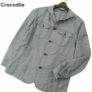 Crocodile クロコダイル 春夏 麻 リネン混★ ワーク ジャケット カバーオール Sz.L　メンズ　A4T01520_2#C