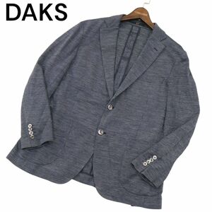 DAKS ダックス 春夏 麻 リネン100%★ ストライプ アンコン テーラード ジャケット Sz.M　メンズ 日本製　A4T01426_2#M