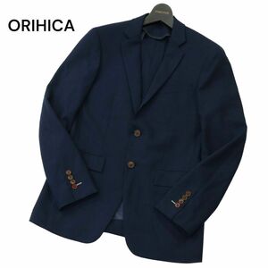 美品★ ORIHICA オリヒカ 春夏 ウォッシャブル★ 2B アンコン テーラード ジャケット Sz.M　メンズ ネイビー ビジカジ　A4T01479_2#M