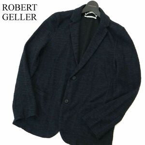 ROBERT GELLER ロバートゲラー 通年★ スラブ ニット アンコン テーラード ジャケット Sz.46　メンズ ネイビー 日本製　A3T14702_C#O