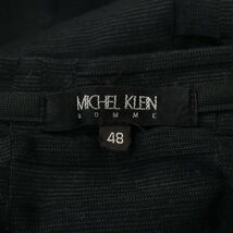 MICHEL KLEIN HOMME ミッシェルクラン オム 通年 チェック★ 長袖 Vネック カットソー ロンTシャツ Sz.48　メンズ 日本製 黒　A4T01591_2#F_画像5